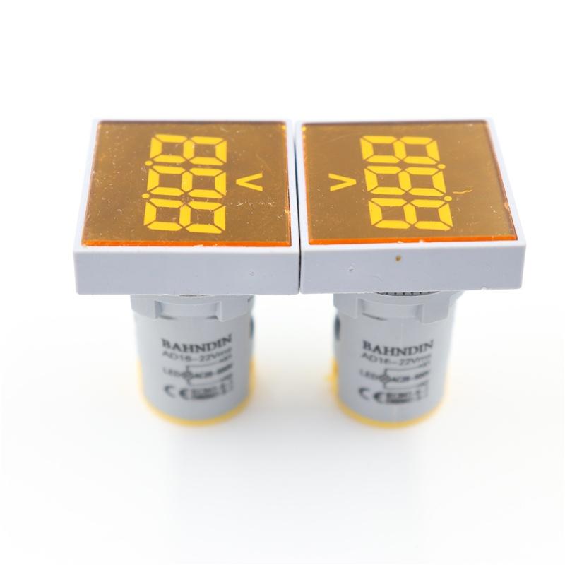 

2Pcs Великий екран Квадратний індикатор AC цифровий вольтметр індикатор індикатор AC20V-500V вимірювач напруги тестер AC20-500V жовтий