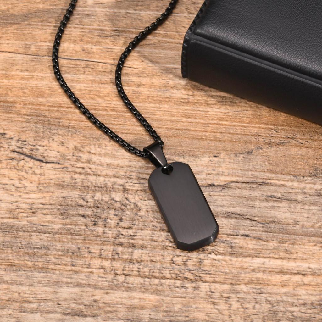 Vnox Thicken 4mm Bold Stainless Steel Pendant Necklaces for Men, Geometric Small Dogtag Military Dog Tags,Christmas Gift for Him