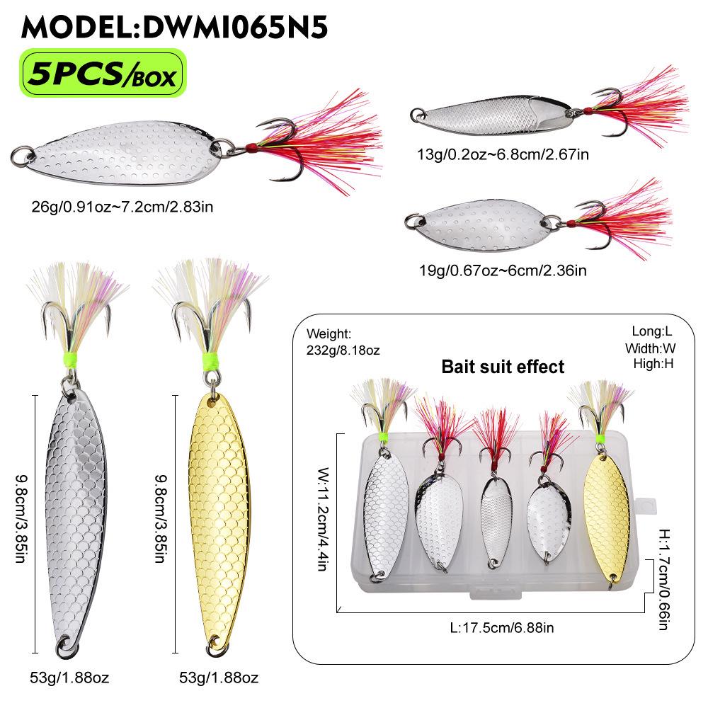 Metal Spoon Bionic Lure Set with Gift Box, 5 pcs