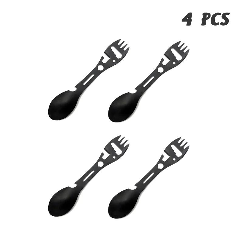 Multifunctional Outdoor Camping Tableware Portable Tableware Tools Soup Spoon Can Opener Picnic Hiking Forks Travel Equipment