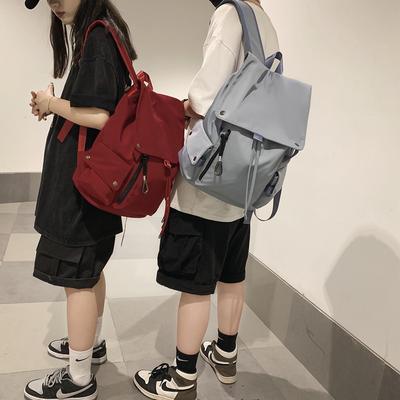 Schoolbag Men's and Women's New Backpack Solid Color New Fashion Middle and High School Student Bag Large Capacity Oxford Cloth Backpack
