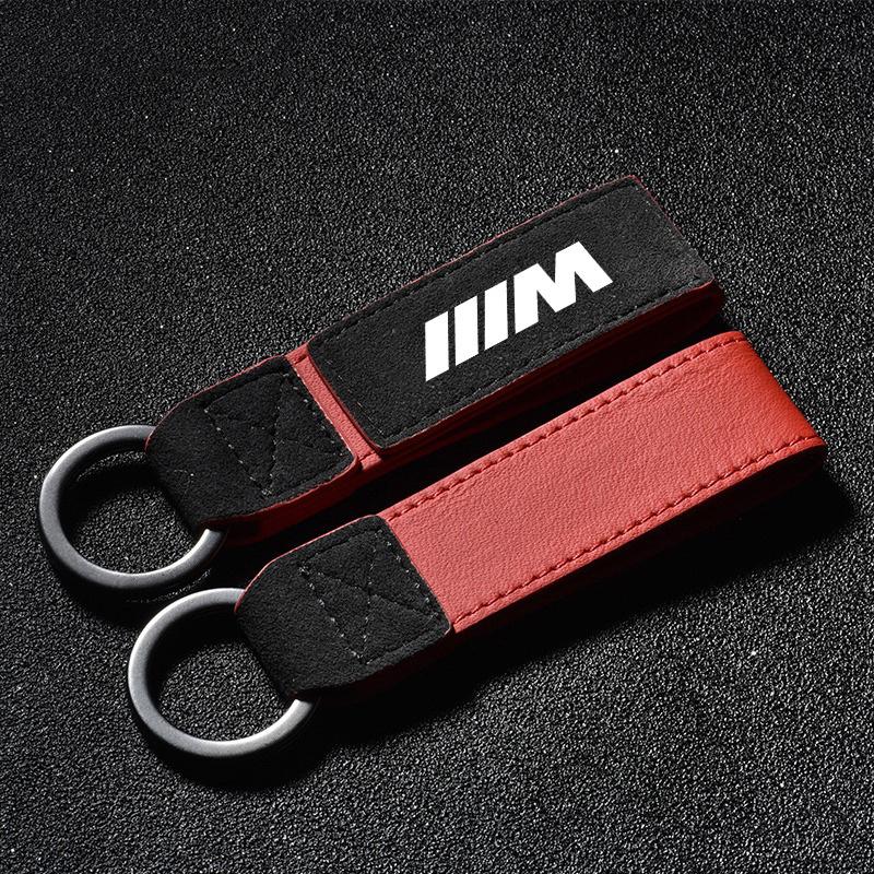 Suede Alloy Metal Leather Car Keychain Anti-lost Ring Pendant For BMW M Power Performance E46 e39 E90 E36 E60 E34 Accessories msjk68
