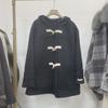 Spring, Autumn and Winter Hooded Double-sided Woolen Coat Jacket Women's Woolen Cloth Simple and Versatile Casual Commuting Horn Buckle