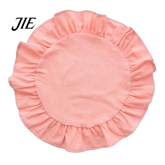 Dekorative Tischsets für Schminktisch 15 Zoll Boho Stoff Platzset, Rustikal Farmhaus Runder Rüschen Platzset, Unterlagen Heimdeko Waschbar Muschelförmig
