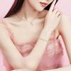 Cat's Eye Stone Four-leaf Clover Pink Crystal Necklace Set for Girls To Give Girlfriend Valentine's Day Birthday Gift