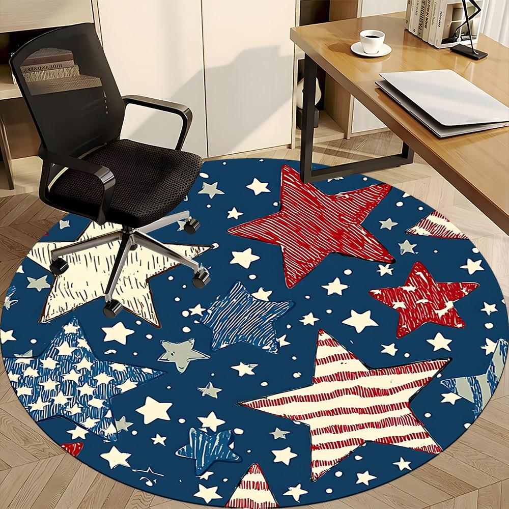 1pc Stars American Office Round Area Rug,  Mat Suitable ForOffice, Under Office Chairs Bedroom Living Room Home Decor, Room Deco
