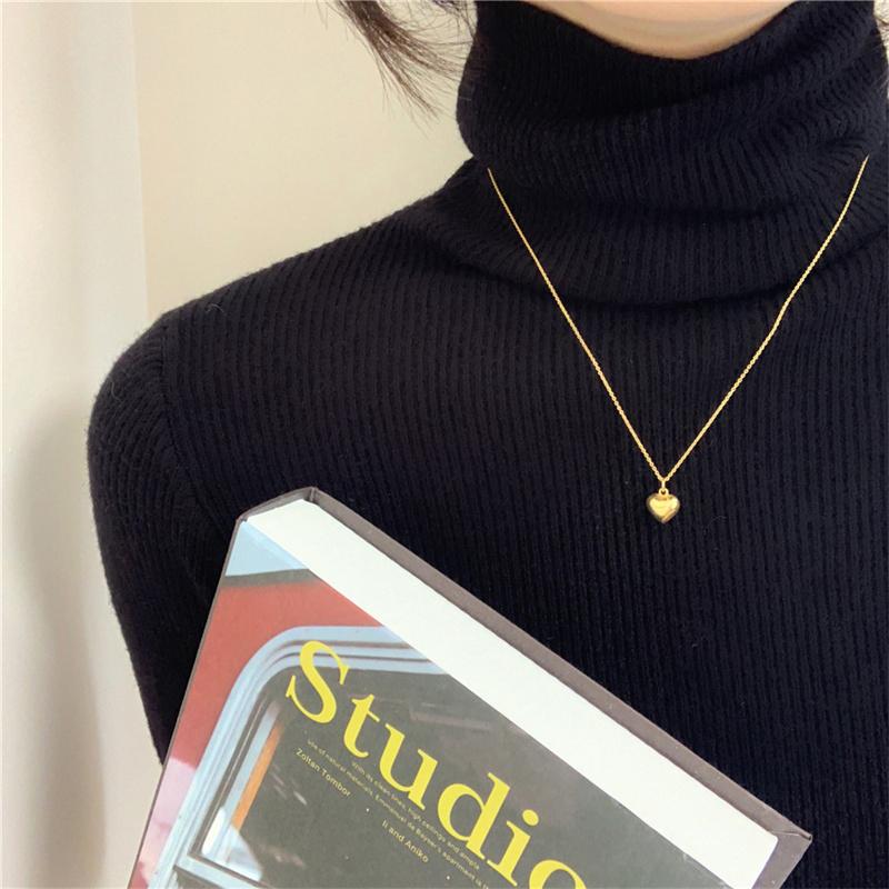 Simple Heart Shape Necklace Korea   Sweater Chain Accessory Jewelry Gifts