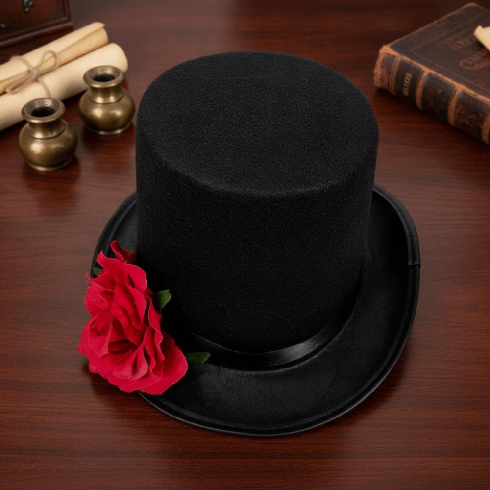 Artificial Rose Rose Gentleman Cap Vibrant Red Halloween Cosplay Headpiece Theme Photography