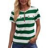Women's Fashion Color Matching Short Sleeve Round Neck Zipper Top