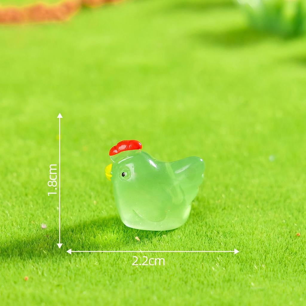 Luminous Rooster Resin Ornament: Colorful Small Animal Desktop Decor
