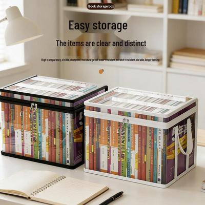 Large-Capacity Transparent Book Storage Organizer