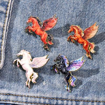 Trendy Enamel Horse Brooches For Women Animal Pins Casual Party Accessories   Gifts Friends Decorations