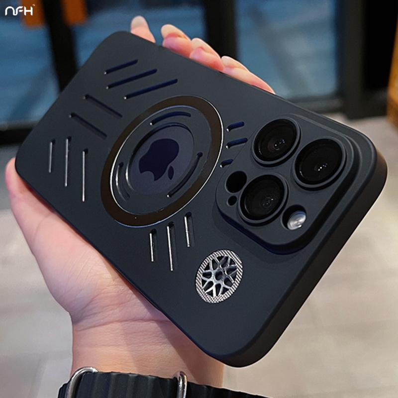 For iPhone 15 Pro Max Luxury Magsafe Magnetic Color PC Frame Phone Case For iPhone 11 12 13 14 Plus Lens Protective Cover