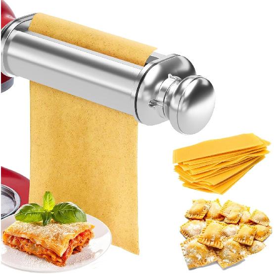 Electric Pasta Maker Attachment Dough Roller for All Kitchenaid Mixers, Noodle Ravioli Dumpling Maker with 8 Different Thicknesses Setting, Kitchen