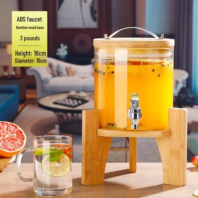 Shixun Glass Beverage Dispenser with Faucet and Bamboo Stand