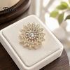 Decorative Coat Brooch Sparkling Rhinestone Sunflower Brooch, Golden Plated Floral Lapel Pin Pin, Dainty Clothing Jewelry Accessory for Women