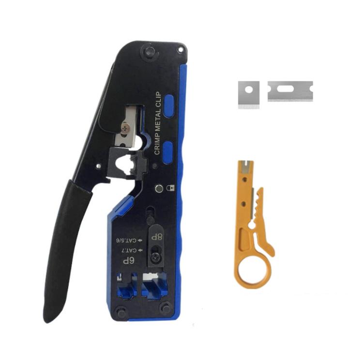 Multifunctional 6P 8P Wire Cable Crimper Stripper Cutter Pliers Network Cat5e Cat6 Cat7 Rj45 Pass EZ Crimping Tool Novelty Gift
