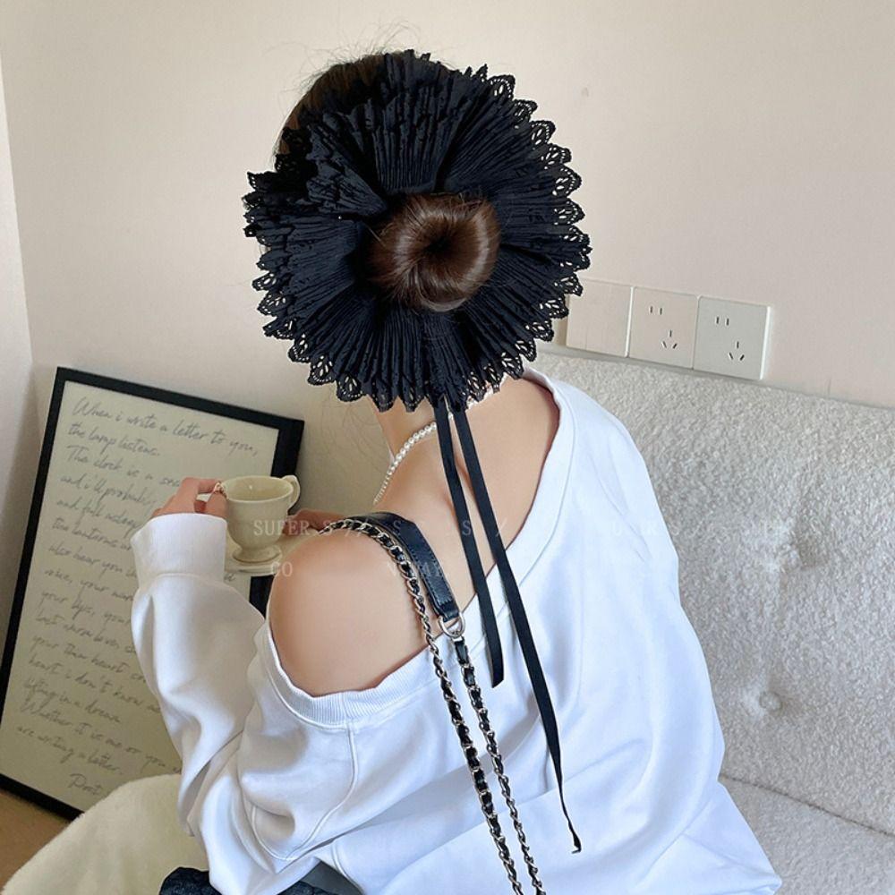 Flower Shape Elastic Hair Bands Cloth Exaggerated Hair Rope Fashion Lace Scrunchies  Daily