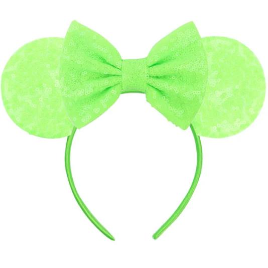 Mouse Ears Headband For Girls Adults 5'' Sparkly Sequin Bow Hairband Festival Party Travel DIY Hair Accessories
