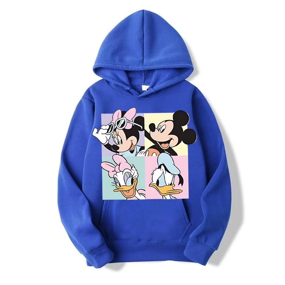 Disney Mickey Minnie Casual Women's Hoodie Cartoon Minnie Pattern Pullover Brushed Warm Sweatshirt Loose and Comfortable Top