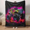 1pc Monster Truck Printing Lightweight Flannel Blanket, Comfortable and Warm Blanket, for Camping Sofa Bed and Couch Office, Suitable for Gif