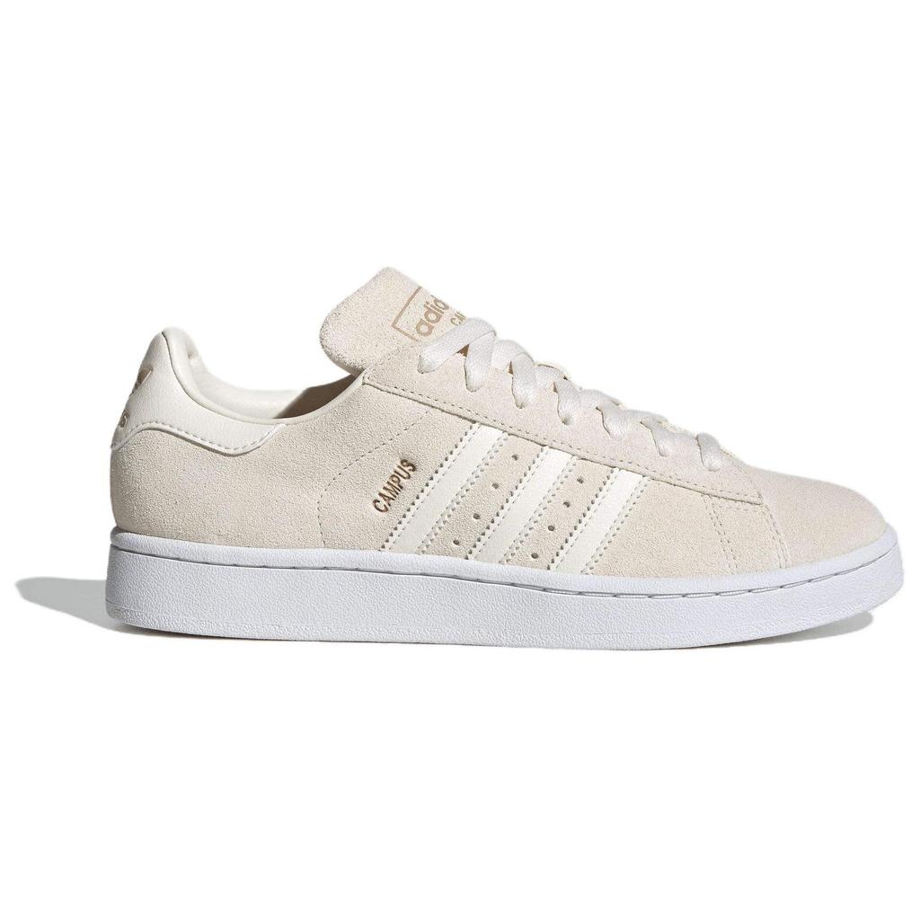 Adidas Originals Campus Casual Lightweight Comfortable Slip-Resistant Shock Absorbing Low-Top Skate Shoes Women Sneakers Beige ID7043