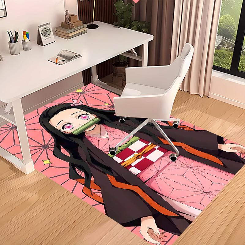 Demon Slayer Nezuko Printed Absorbent Washable Carpet, Non-Slip Bathroom Mats, Kitchen Rugs, Yoga Mat,Living Room Entrance, Camping Picnic Rugs