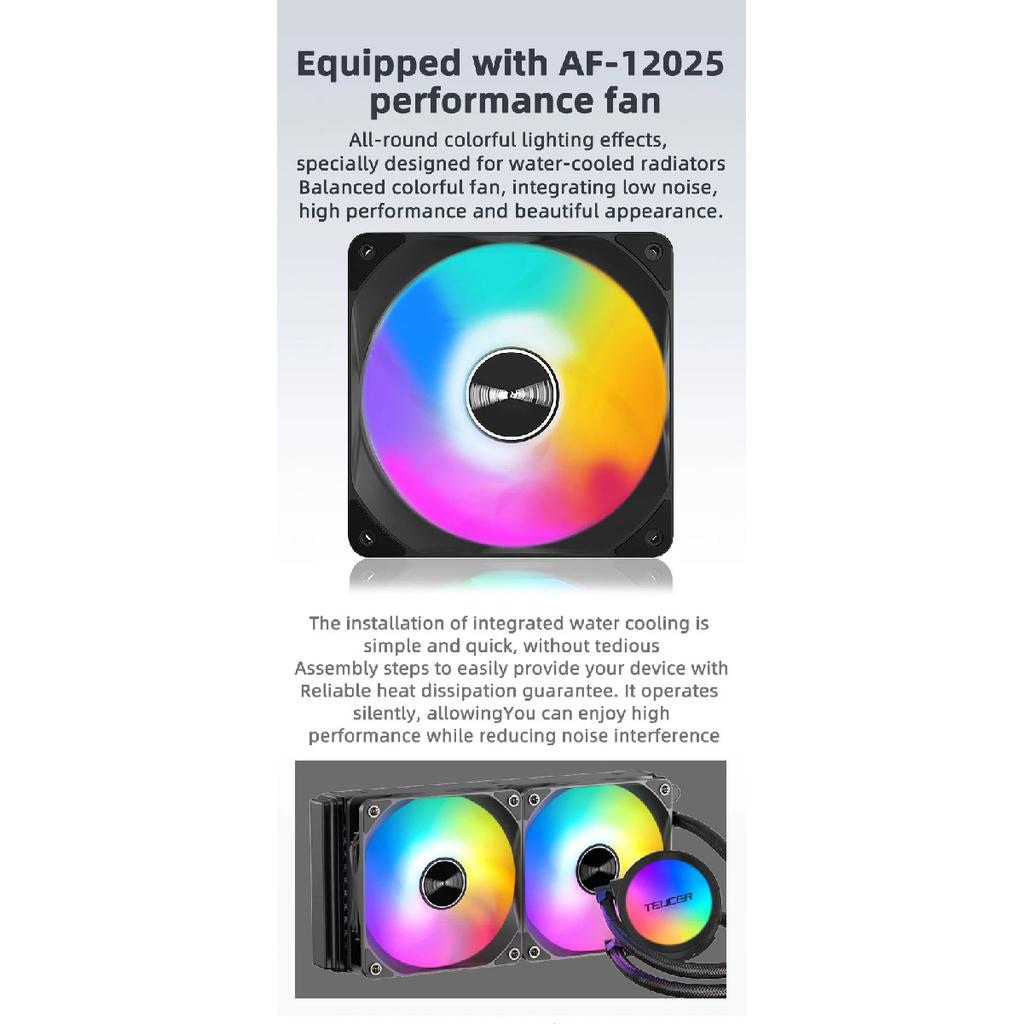 TEUCER AF-S120 Water Cooler 120mm RGB Fan Liquid Heatsink Integrated Radiator Cpu Cooling for Intel LGA115x 1200 1700 2011
