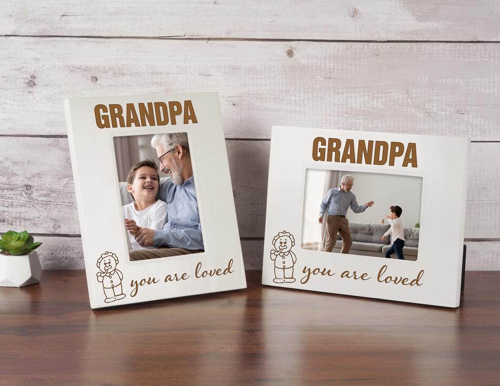 Darling Souvenir MADE WITH LOVE Engraved Table Top Photo Frame Wooden Grandpa You Are Love Quotes White Picture Frame