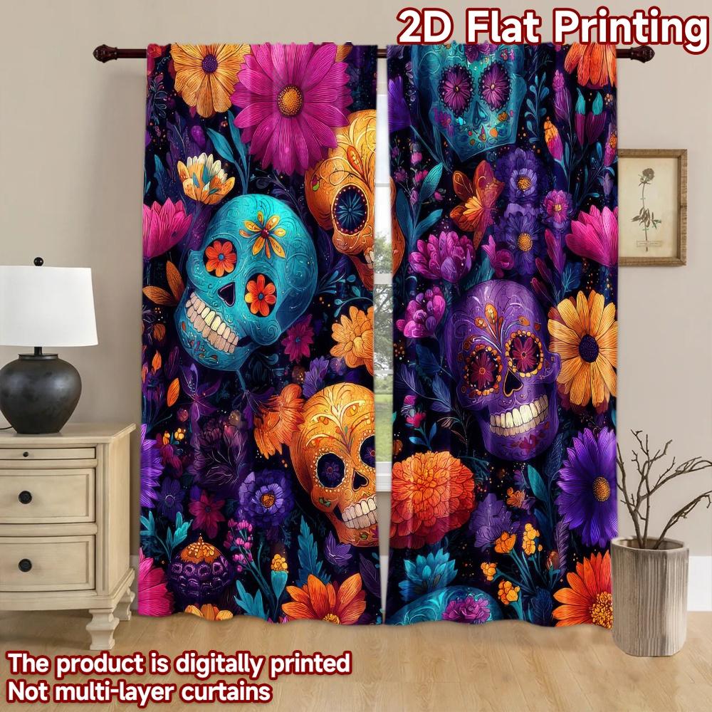 2D Flat Photography Backdrop Popular Background Cloth Day of the Dead Skulls 100% Polyester Anniversary for Holiday Home
