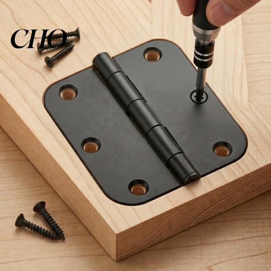 Rotatable Door Hinge 1/5Pcs Rounded Matte Black Hinges Flat Iron Bifold Residential Standard Bedroom Indoor House Hardware Essentials Accessories