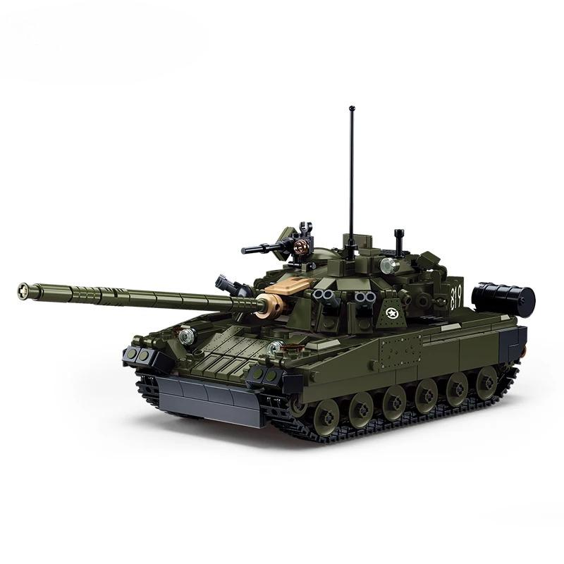798PCS T-80BVMS Main Battle Tank Model Building Blocks Army MBT Military DIY Educational Toy for Kids Creative Christmas Gift No Box