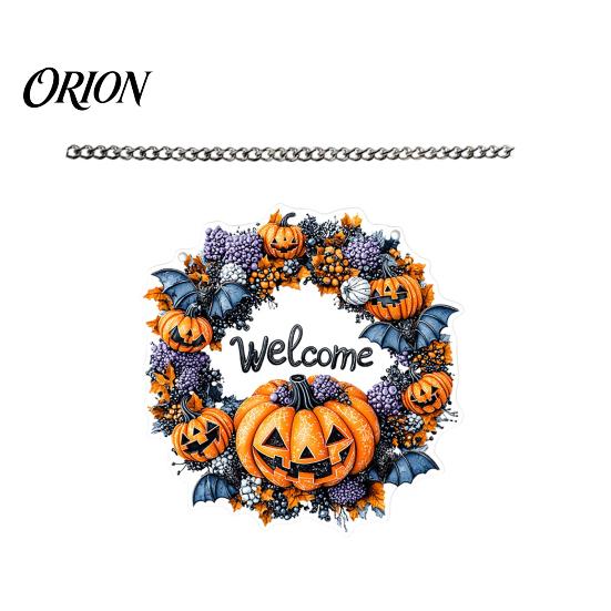 Acrylic Pumpkin Wall Hanging Halloween Pendant Decoration with Chain Waterproof Welcome Porch Sign for Front Door Window Indoor Outdoor Ornaments
