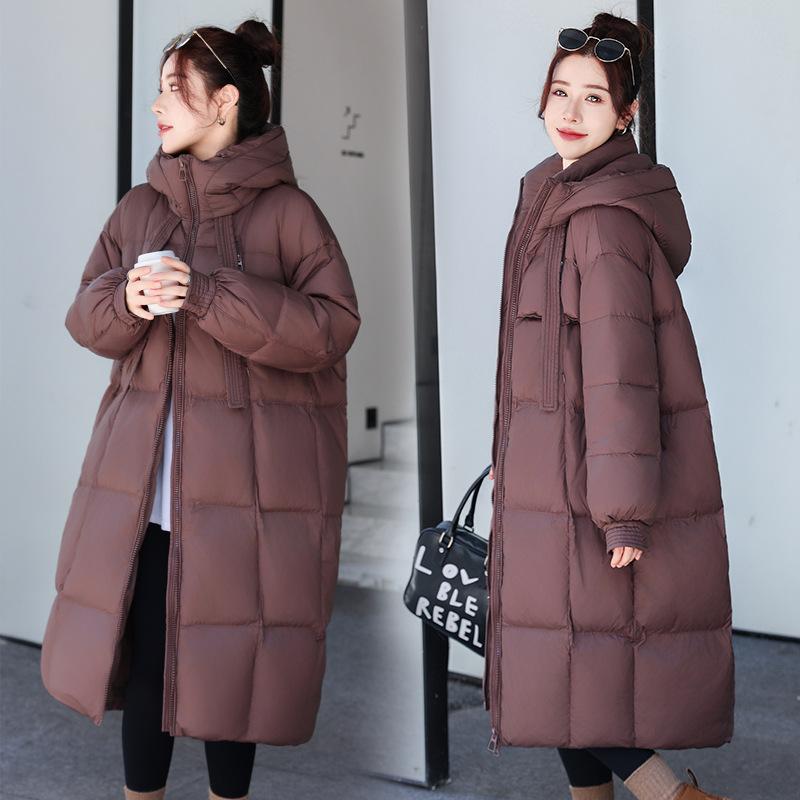 Thickened Down Cotton Coat, Women's Long Knee-length Korean Style Loose Cotton Coat, Winter New Cotton Coat