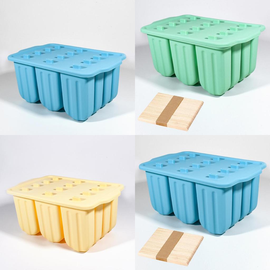 Silikon-Eis am Stiel Formen 12 Fächer Mit Deckel Für Hausgemachte Gefrorene Leckereien