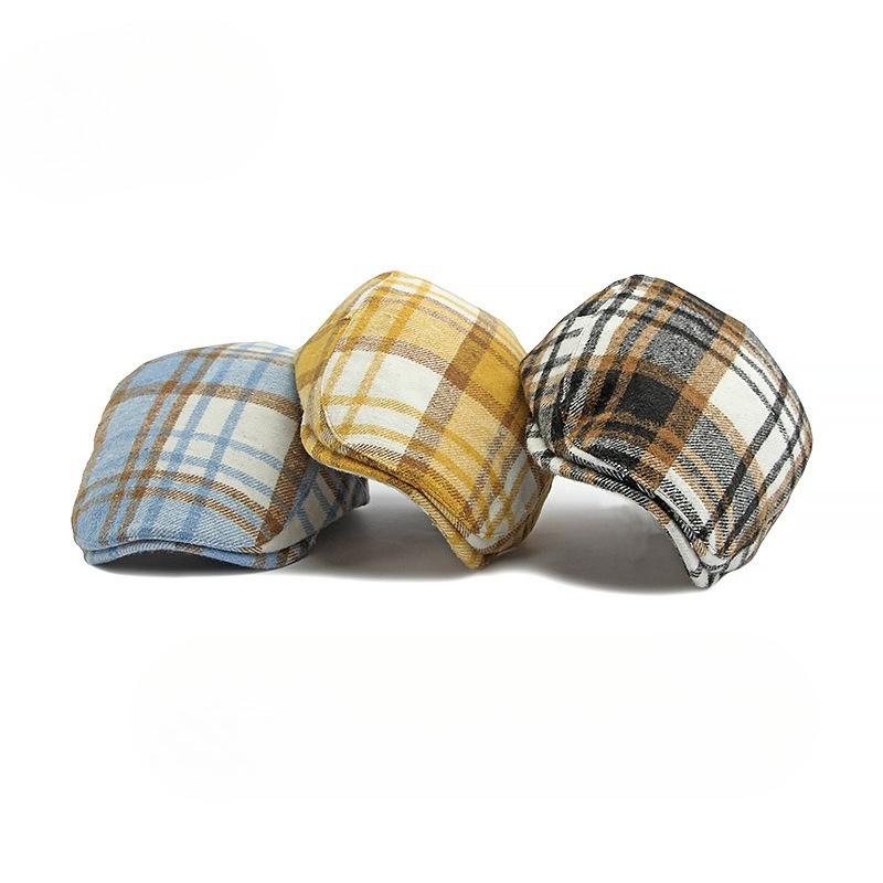 British Retro Plaid Beret for Men Women Autumn Newsboy Cap Vintage Flat Cap Fashion Casual Painter Peaked Hat Unisex Cabbie Cap