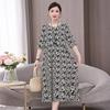 Women's Round Neck Five-Point Sleeve A-Line Floral Print Midi Dress Loose Casual Vintage Style Summer Daily Mom Long Dress