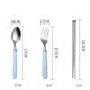 4pcs/set Stainless Steel Portable Fork Spoon Chopsticks Tableware with Storage Box Student Office Worker Cutlery Dinnerware Set