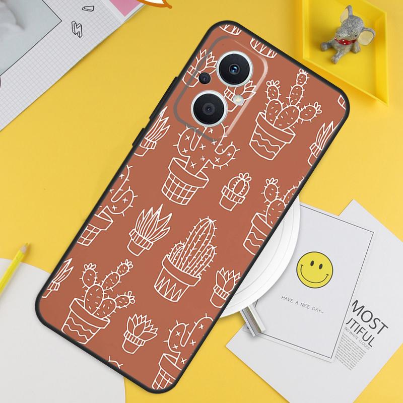 Boho Botanical Leaf Cow Cactus For OPPO Reno 14 12 11 10 13 Pro 8T 11F 12F 13F 14F 7 8 Lite OPPO Find X9 X8 X6 X5 Pro Case