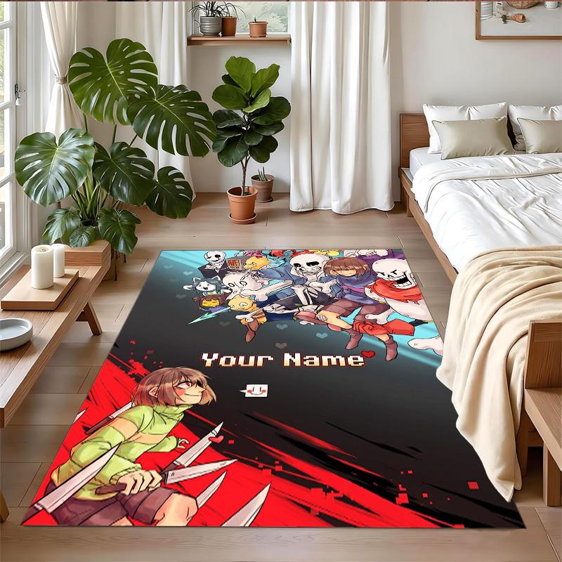 Crystal Velvet Rug Custom Name Text, Soft Non Slip Floor Mat Home DecorUndertale