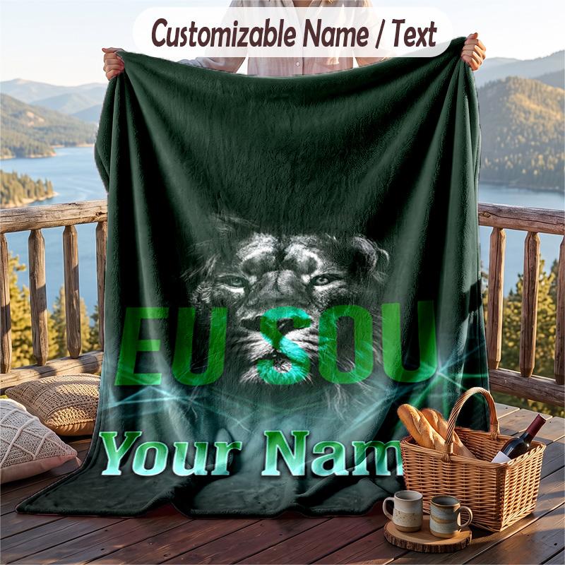 Flannel Blanket Sporting CP Print Custom Name Text Soft Throw for Sofa Bed