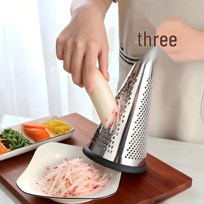 Three-Sided Stainless Steel Cone Grater for Cheese & Vegetables