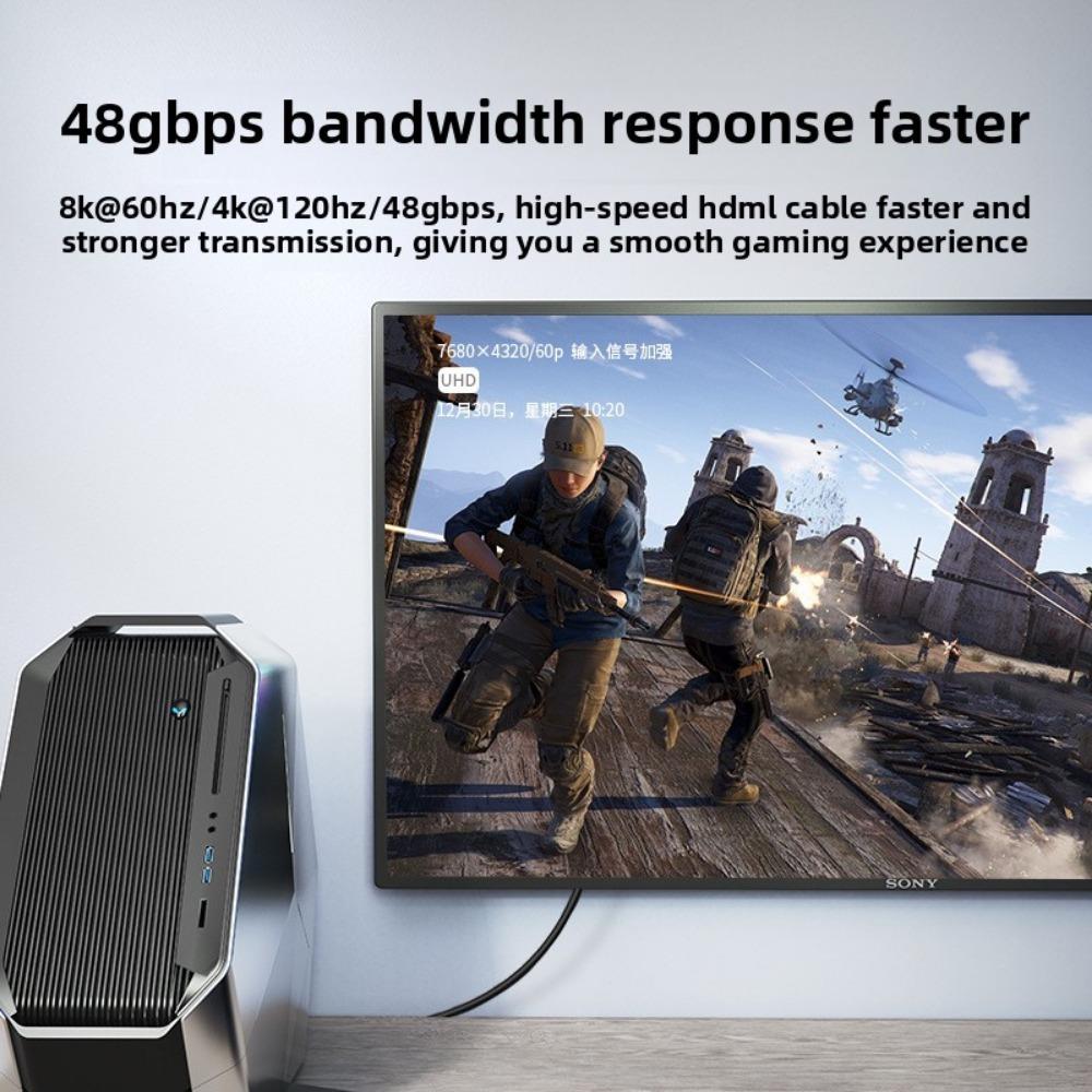 Câble HDMI 2.1 8K 60Hz 144Hz pour TV PC Ordinateur portable Projecteur Connexion 4K Ultra HD