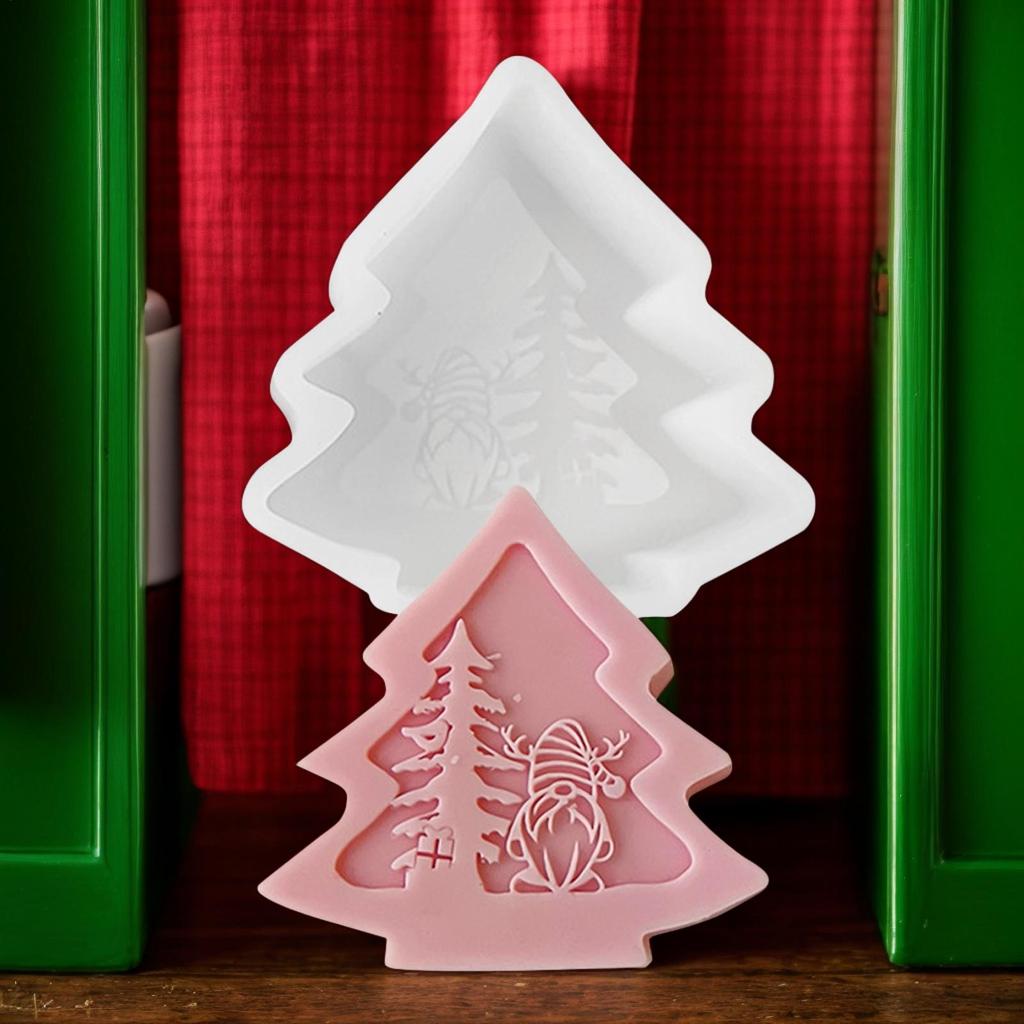 Christmas Tree Candle Mold Safe Non-Stick Soap Mould Silicone Christmas Molds For Child Home Decor Holiday Festival Birthday