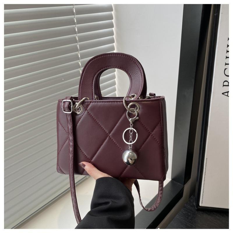 Rhombus Embroidery Thread New Trendy Fashion Large Capacity Shoulder Crossbody Hand Carry Small Square Bag