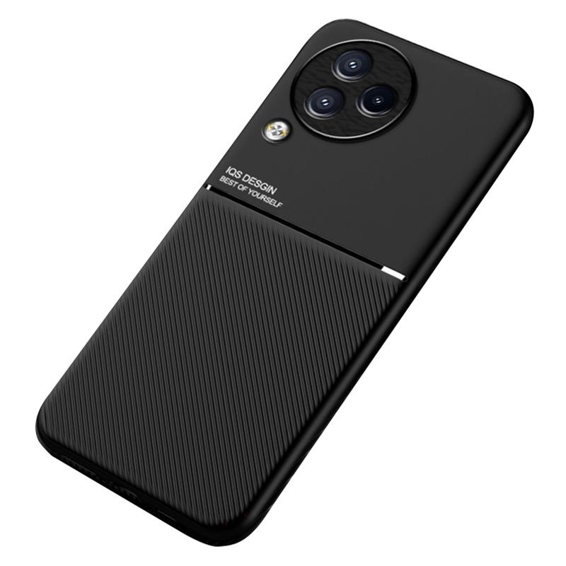 Lines Imprinted Phone Cover for Xiaomi Civi 3 5G,Leather+TPU Case with Built-in Magnetic Holder Metal Sheet