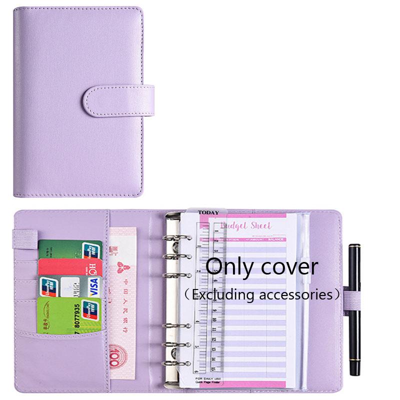 A6 Budget Binder with Cash Envelope Savings Book Budget Planner PU Leather Laptop Binder with Binder Pocket Cash Fill Folder