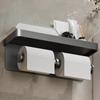 Wall-Mounted Two-In-One Toilet Paper Holder Space Aluminum Paper Towel Storage Rack Bathroom Mobile Phone Storage Rack