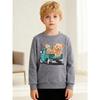 European Sizes Kids' Fashion Round-neck Pullover, Long-sleeved Top, Featuring Cartoon Bear Print, Suitable for Casual Wear and Outdoor Activities
