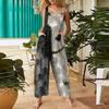 Women's Fashion Halloween Print Casual Vintage Sleeveless Button Jumpsuit
